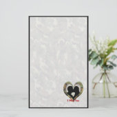 Kissing Couple Silhouette "Ik Miss You" Briefpapier (Staand voorkant)