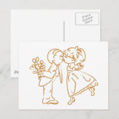 Kissing Couple Sketch Briefkaart (Voorkant / Achterkant)