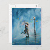 KISSING COUPLE UMBRELLA BRIEFKAART (Voorkant / Achterkant)