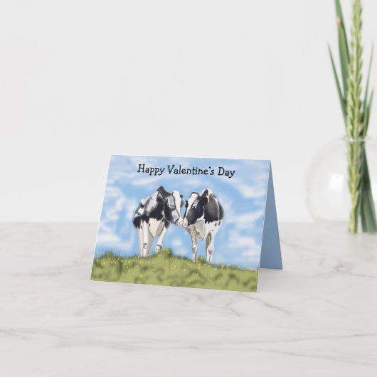 Kissing Cows bewerkbare Valentijnskaart Kaart (Voorkant)