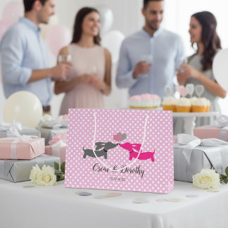 Kissing Dachshund Bruiloft Gift Bag Gepersonalisee Groot Cadeauzakje