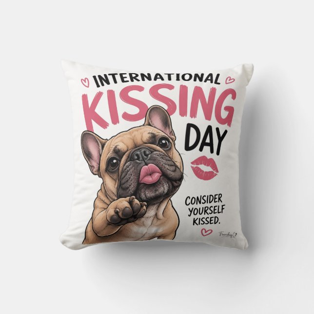 Kissing Day Franse Bulldog Worpkussen Kussen (Voorkant)