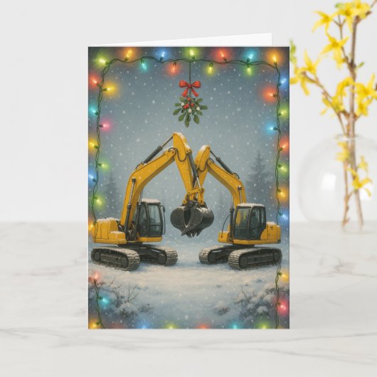 Kissing diggers Christmas card Kaart (Gele Bloem)