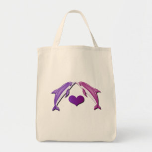 Kissing Dolphins Grocery Bag Tote Bag
