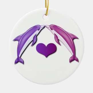 Kissing Dolphins Ornament
