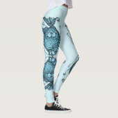 Kissing Fish Art Aqua Blue Leggings (Rechts)
