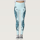 Kissing Fish Art Aqua Blue Leggings (Voorkant)