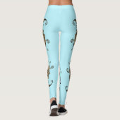 Kissing Fish Art Aqua Sepia Leggings (Achterkant)