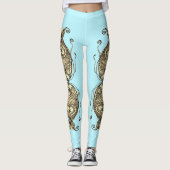 Kissing Fish Art Aqua Sepia Leggings (Voorkant)