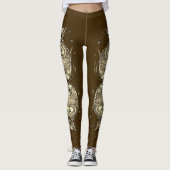 Kissing Fish Art Cocoa Sepia Leggings (Voorkant)