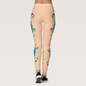 Kissing Fish Art Peach Teal Leggings (Achterkant)