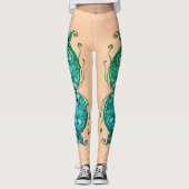Kissing Fish Art Peach Teal Leggings (Voorkant)