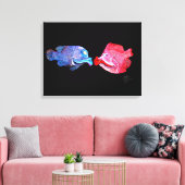 "Kissing Fish" Kunst van Mike Quinn Canvas Afdruk (Insitu (Woonkamer))