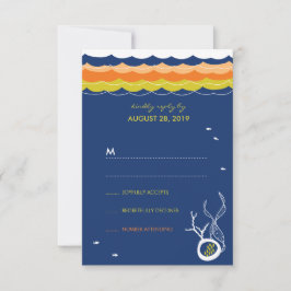 Kissing Fishcorals Beach Whimsical Wedding RSVP