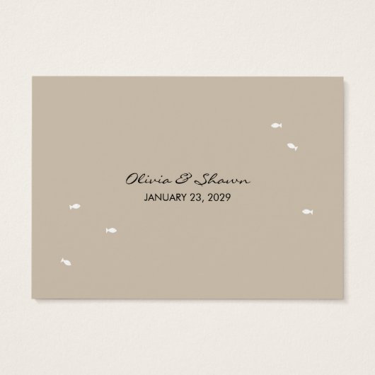 Kissing Fishing Coral Whimsical Ocean Beach Weddin Visitekaartje (Achterkant)