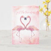 Kissing Flamingos | Alleen de twee Amerikaanse Val Kaart (Gele Bloem)