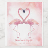 Kissing Flamingo's | Bruiloft Wijn Etiket (Enkel label)