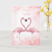 Kissing Flamingos | Happy Together Valentijn Kaart (Gele Bloem)