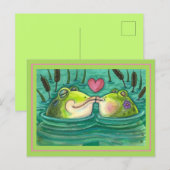 KISSING FROGS COLORFUL EN CUTE POND ROMANCE, FUNNY BRIEFKAART (Voorkant / Achterkant)