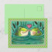 KISSING FROGS COLORFUL EN CUTE POND ROMANCE, FUNNY BRIEFKAART (Voorkant / Achterkant)