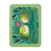 KISSING FROGS COLORFUL EN CUTE POND ROMANCE, FUNNY MAGNEET (Verticaal)