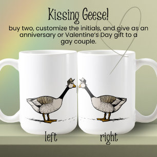 Kissing Goose Custom Initialen Gay Paar Koffiemok