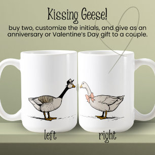 Kissing Goose Custom Initialen Paar Koffiemok