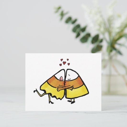 Kissing Halloween Snoep Cones Briefkaart (Staand voorkant)