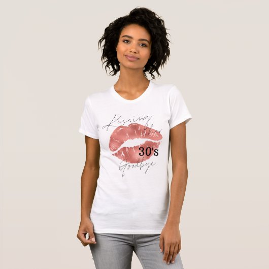 Kissing her 30's Goodbye Rose Gold Lips T-shirt (Voorkant volledig)