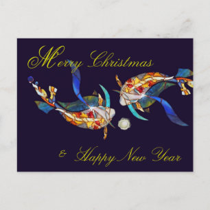 Kissing Koi Merry Kerstmis en Nieuwjaar Briefkaart