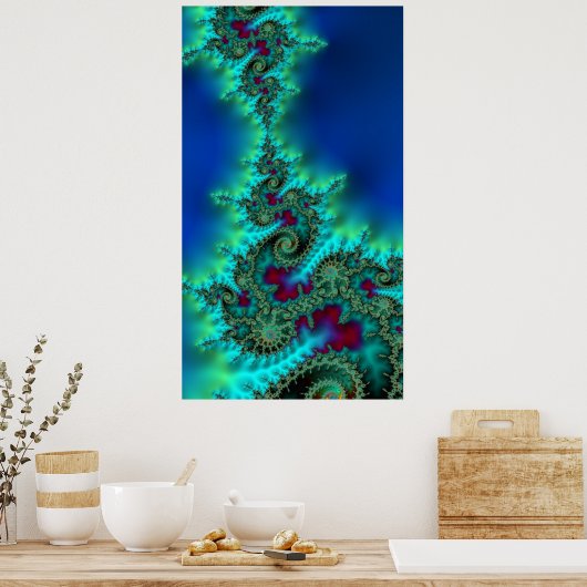 Kissing Krakens Vivid Colorful Fractal Abstract Poster (Keuken)