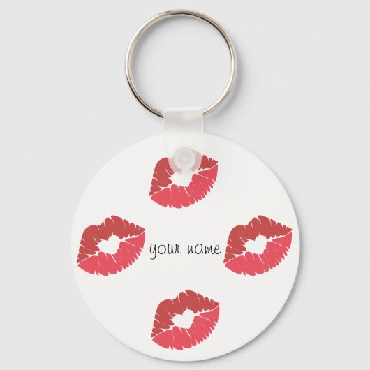 Kissing Lips Emoji and '' Jouw naam here " Sleutelhanger (Voorkant)