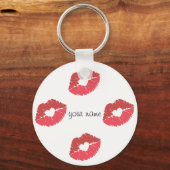Kissing Lips Emoji and '' Jouw naam here " Sleutelhanger (Voorkant)