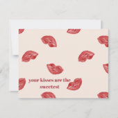 Kissing Lips Red op beige kleur grote valentijn Feestdagenkaart (Voorkant)