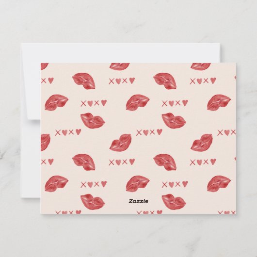 Kissing Lips Red op beige kleur grote valentijnska Feestdagenkaart (Achterkant)
