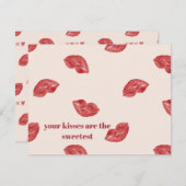 Kissing Lips Red op beige kleur grote valentijnska Feestdagenkaart (Voorkant / Achterkant)