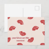 Kissing Lips Rood op beige kleur grote valentijn Feestdagenkaart (Voorkant / Achterkant)