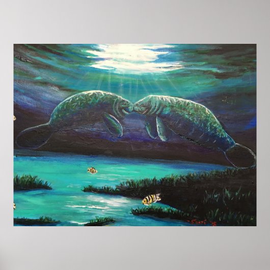 Kissing Manatees Poster (Voorkant)