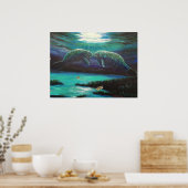 Kissing Manatees Poster (Keuken)