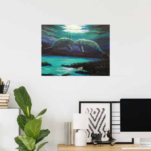 Kissing Manatees Poster (Thuiskantoor)