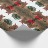 Kissing Mistletoe: Kerstpaarden rode strik Cadeaupapier (Hoek)
