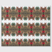 Kissing Mistletoe: Kerstpaarden rode strik Cadeaupapier (Vlak)