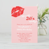 Kissing My 20s Afscheid Roze & Rood 30e verjaardag Kaart (Staand voorkant)