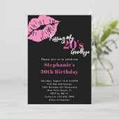 Kissing My 20s Afscheid Roze & Zwart 30e verjaarda Kaart (Staand voorkant)