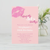 Kissing my 30s Goodbye Blush Pink 40th Birthday Kaart (Staand voorkant)