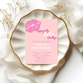 Kissing my 30s Goodbye Blush Pink 40th Birthday Kaart
