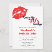 Kissing my 30s Goodbye Red & Black 40th Birthday Kaart (Voorkant)