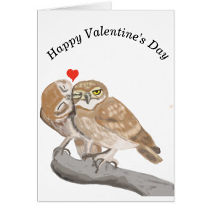 Kissing Owl Editable Valentijns Card