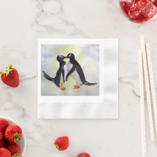 Kissing Penguins Cocktail Papieren servetten (Insitu)