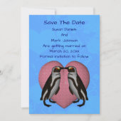 Kissing Penguins Cute Wedding  Save The Date (Voorkant)